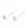 Brass Micro Pave Clear Cubic Zirconia Flower Head Pins KK-G413-01S-1