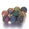 Brass Micro Pave Cubic Zirconia Magnetic Clasps with Loops ZIRC-L075-49D-1