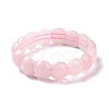 Natural Rose Quartz Half Round Beaded Stretch Bracelet BJEW-P270-01-2