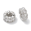 Brass Micro Pave Clear Cubic Zirconia Rondelle European Beads KK-L224-034P-1