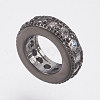 Brass Micro Pave Cubic Zirconia Rondelle European Beads ZIRC-F083-094B-RS-2