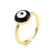 Enamel Evil Eye Open Cuff Ring RJEW-G259-05G-4