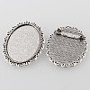 Vintage Alloy Brooch Cabochon Bezel Settings X-PALLOY-O038-41AS-1
