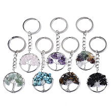 Natural Gemstone Chips Chakra Keychain G-N0326-003