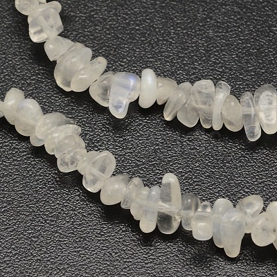 Chips Natural White Moonstone Beads Strands X-G-N0164-57-1