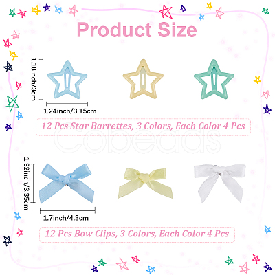 12Pcs Star Iron Snap Hair Clips OHAR-CP0001-24B-1