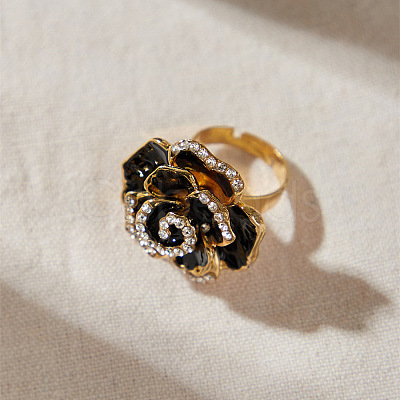 Adjustable Alloy Rhinestone Finger Rings for Women TP7794-3-1