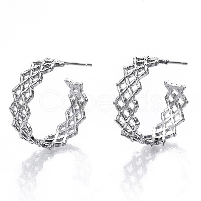 Brass Half Hoop Earrings KK-N232-114P-NF-1