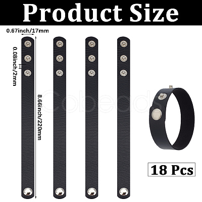 18Pcs PU Leather Snap Bracelets for Women Men BJEW-CY0001-13B-1