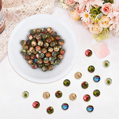 1 Strand Dyed Natural Imperial Jasper Round Beads Strands G-PA0002-57A-1
