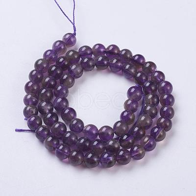 Natural Amethyst Round Beads Strands G-N0120-11A-6mm-1