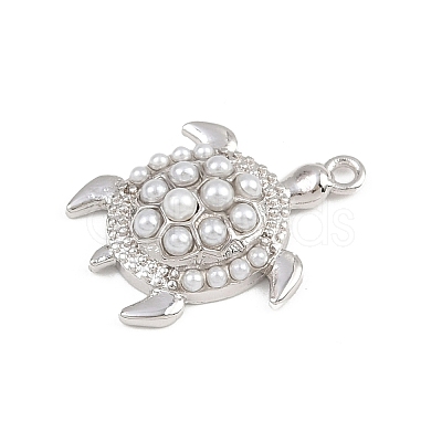 Turtle Brass ABS Imitation Pearl Pendants KK-I352-04B-P-1