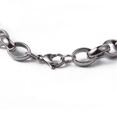 Tarnish Resistant Heart 304 Stainless Steel Link Necklaces and Bracelets Jewelry Sets SJEW-F132-08P-1