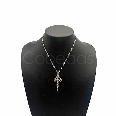 Vintage Zinc Alloy Cross Pendant Necklace for Men Women IU0764-3-1