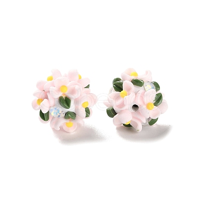 Luminous Polymer Clay Rhinestone Floral Ball Beads CLAY-U002-01E-1