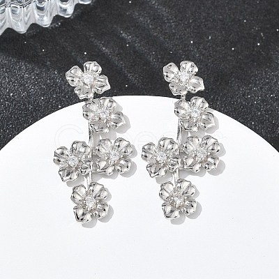 Brass Micro Pave Cubic Zirconia Stud Earrings for Women EJEW-A167-24P-1