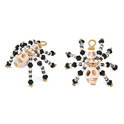 Halloween Theme Dyed Synthetic Turquoise & Glass Seed Beads Pendants PALLOY-MZ00774-03-1