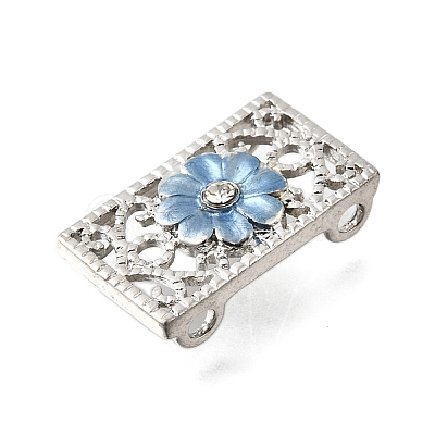 Brass Crystal Rhinestone Rectangle with Flower Multi-Strands Links KK-P306-21P-1