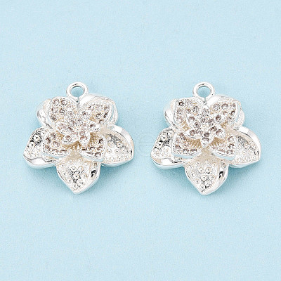 Brass Micro Pave Clear Cubic Zirconia Pendants KK-T077-31S-1