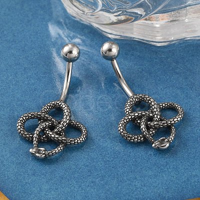 Snake 316 Surgical Stainless Steel Belly Button Rings EJEW-G416-18A-AS-1