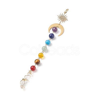 7 Chakra Gemstone Beaded Pendant Decorations HJEW-JM00797-1