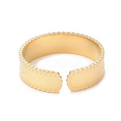 Ion Plating(IP) 304 Stainless Steel Rhombus Pattern Open Cuff Ring for Women RJEW-I096-07G-1
