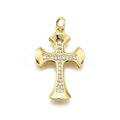 Brass Micro Pave Cubic Zirconia Pendants KK-Z100-38G-03-1