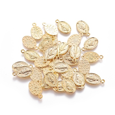 Tibetan Style Virgin Mary Alloy Oval Pendants TIBEP-D905-G-1