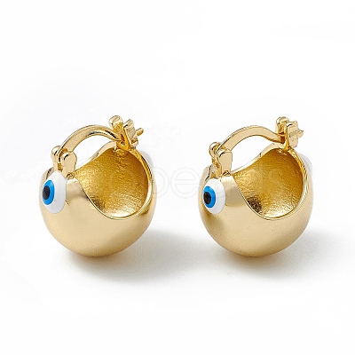 Brass Enamel Evil Eye Half Hoop Earrings EJEW-A093-03G-02-1