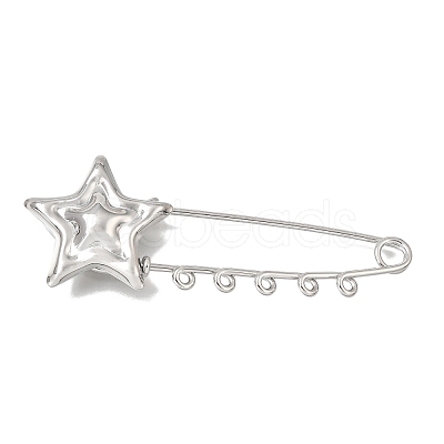 Star Textured 304 Stainless Steel Safety Pins Brooch Findings SA-CBAB767-06B-P-1