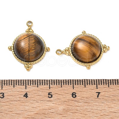 304 Stainless Steel & Natural Tiger Eye Pendants SA-CBA11D7-05G-1