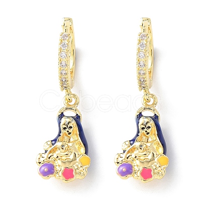 Brass Micro Pave Cubic Zirconia Human Hoop Earrings EJEW-A149-05G-1
