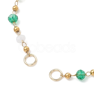 Handmade 304 Stainless Steel and Faceted Rondelle Glass Beaded Chain Bracelet Making AJEW-JB01476-01-1