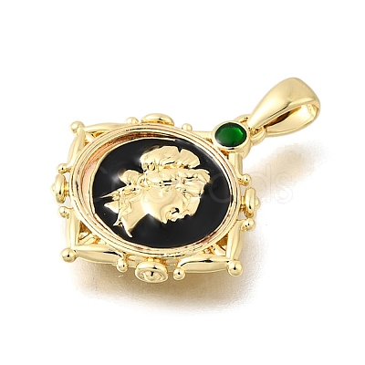 Brass Enamel Pendants KK-U072-18G-1