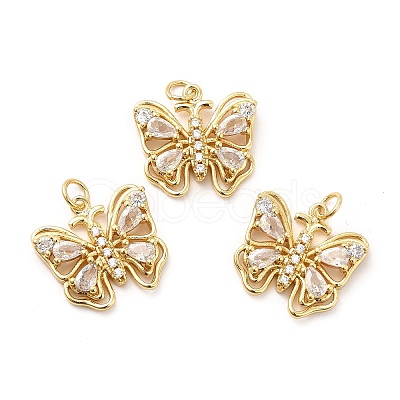 Rack Plating Brass Cubic Zirconia Pendants KK-K270-15G-1