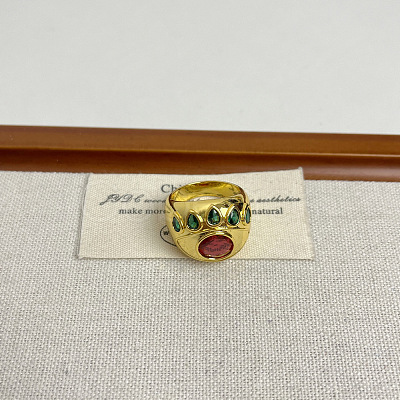 Alloy Rhinestone Enamel and Acrylic Finger Rings FS-WG0032C-01-1