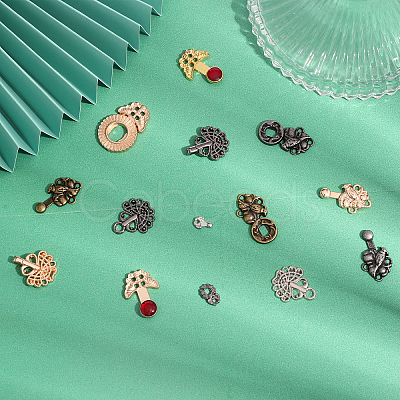 12 Sets 12 Styles Butterfly Flower Bird Alloy Snap Lock Clasps FIND-CA0007-22-1