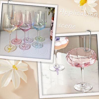 6Pcs 6 Colors Alloy Enamel Bowknot Glass Seed Beaded Wine Glass Charms AJEW-SC00076-1