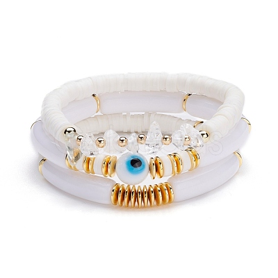 Chunky Tube Beads Bracelets Set BJEW-JB07224-1