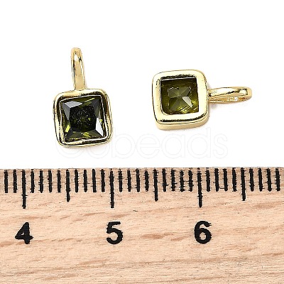 Square Brass Micro Pave Cubic Zirconia Charms KK-C134-06G-1