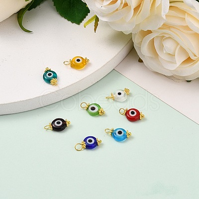 Handmade Evil Eye Lampwork Charms PALLOY-JF00539-1