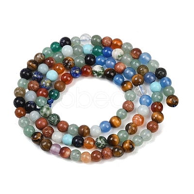 Natural & Synthetic Mixed Gemstone Beads Strands G-B171-B02-4mm-1