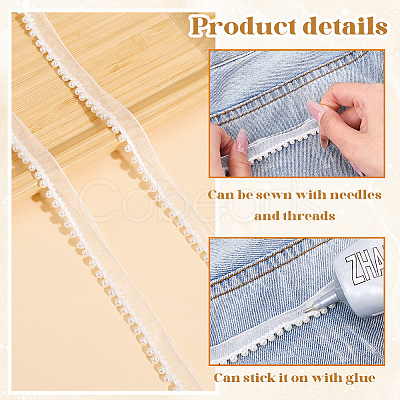 10Yards Polyester & Plastic Pearl Ribbon OCOR-CY0001-78A-1