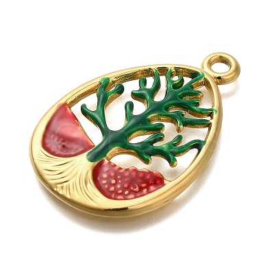 Ion Plating(IP) 304 Stainless Steel Enamel Pendants STAS-I313-03C-1