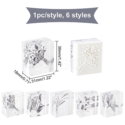 Globleland 6Pcs 6 Style Acrylic & Rubber Stamps DIY-GL0002-43-1