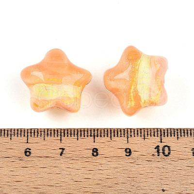 Gradient Color Transparent Hand-drawed Acrylic Beads TACR-P012-01B-06-1