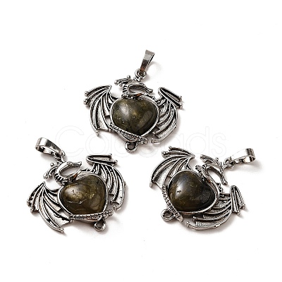 Natural Labradorite Heart Pendants KK-K331-01AS-04-1