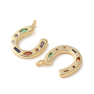 Brass Micro Pave Colorful Cubic Zirconia Charms KK-Q031-40G-02-1
