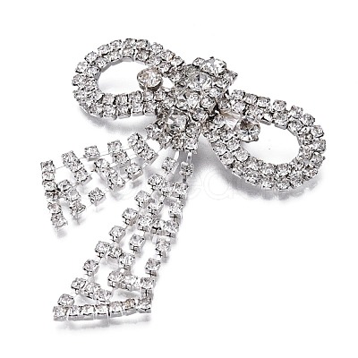 Crystal Rhinestone Bowknot Lapel Pin JEWB-T002-33S-1