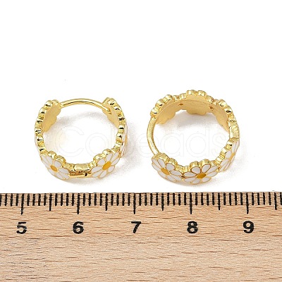 Brass Enamel Hoop Earrings EJEW-S277-01G-1